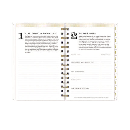 Day Designer Navy Stripe Daily/Monthly Planner, Horizontal Stripe Artwork, 8 x 5, Navy/White Cover, 12-Month (Jan-Dec): 2025