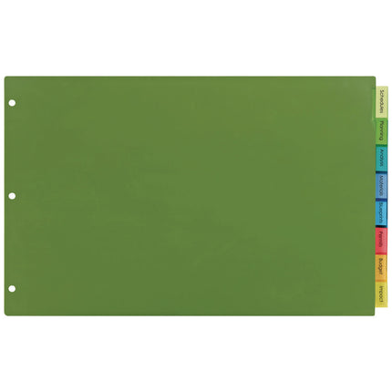 Insertable Big Tab Plastic Dividers, 8-Tab, 11 X 17, Green, 1 Set