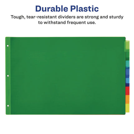 Insertable Big Tab Plastic Dividers, 8-Tab, 11 X 17, Green, 1 Set