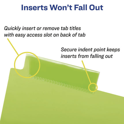 Insertable Big Tab Plastic Dividers, 8-Tab, 11 X 17, Green, 1 Set