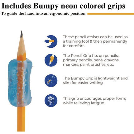 Bumpy Pencil Grip. 0.6" Long, Assorted Neon Colors, 72/Carton