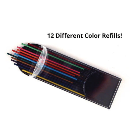 Mechanical Color Pencil Set, 2 mm, 12 Assorted Lead Refills, Gray Barrel, 72/Carton