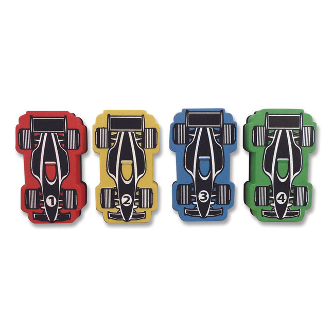 Magnetic Racecar Whiteboard Eraser, 4.5 x 2.6 x 1, 4/Pack, 24 Packs/Carton