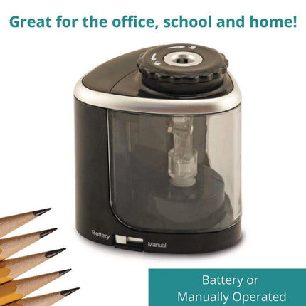 2-in-1 Sharpener, Battery/Manual-Powered, 6.13 x 3, Black, 24/Carton