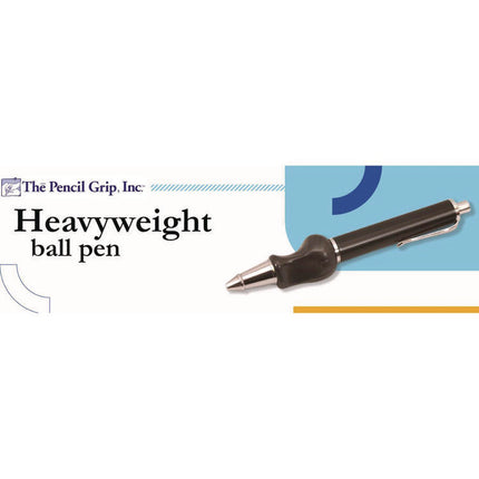 The Pencil Grip Heavyweight Ballpoint Pen with Patented Grip, Retractable, Medium 0.7mm, Black Ink, Black/Silver Barrel, 8/CT