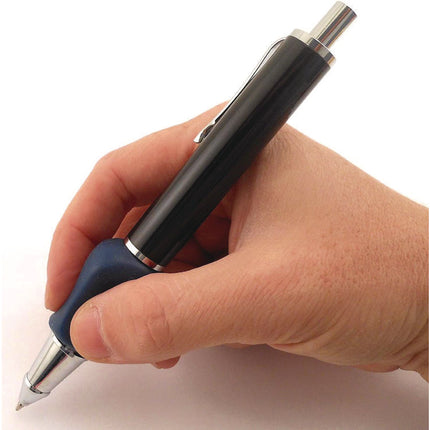 The Pencil Grip Heavyweight Ballpoint Pen with Patented Grip, Retractable, Medium 0.7mm, Black Ink, Black/Silver Barrel, 8/CT