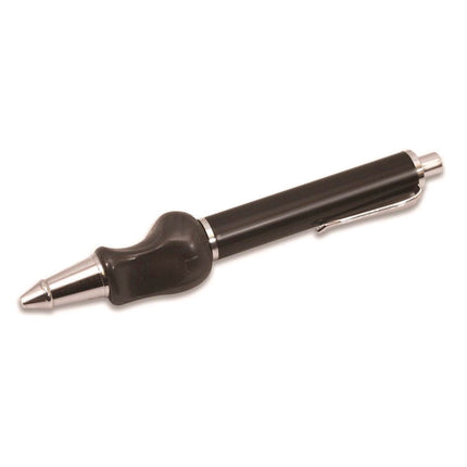 The Pencil Grip Heavyweight Ballpoint Pen with Patented Grip, Retractable, Medium 0.7mm, Black Ink, Black/Silver Barrel, 8/CT