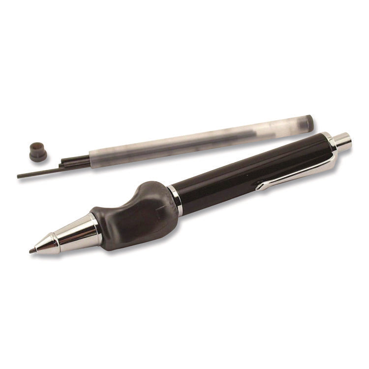 Heavyweight Mechanical Pencil Set w/The Pencil Grip, 2 mm Lead Refills, HB (#2), Black Lead, Black/Navy/Silver Barrel, 8/CT