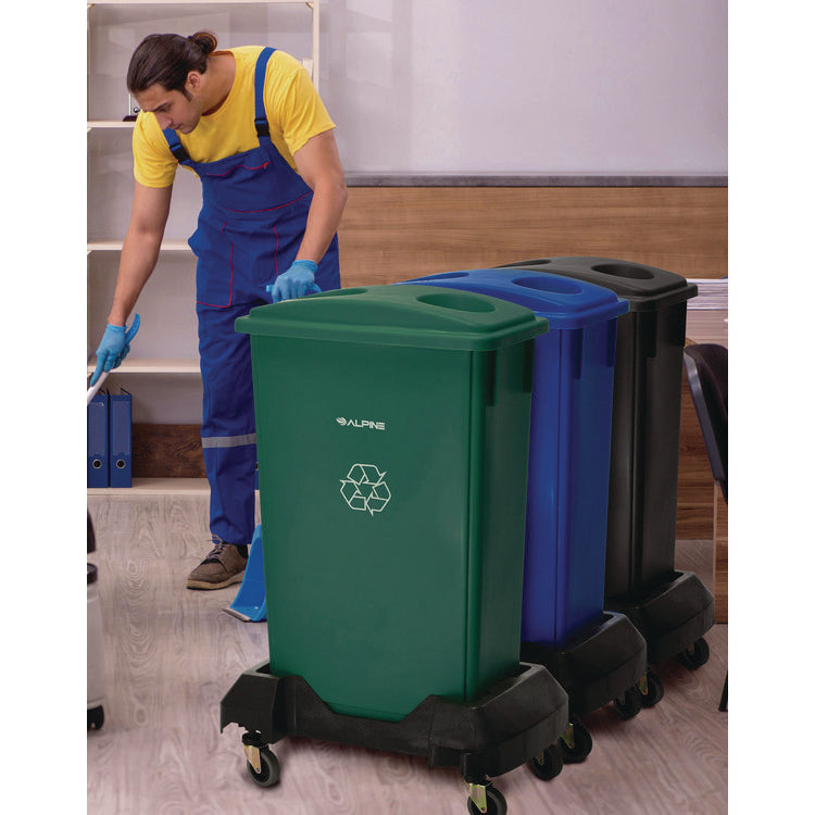 Rectangular Trash Can Dolly, 200 lb Capacity, 8.2 x 24.4 x 15.7, Black
