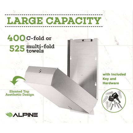Vertical C-Fold/Multi-Fold Paper Towel Dispenser, 14.5 x 4 x 11.2, Brushed Stainless Steel
