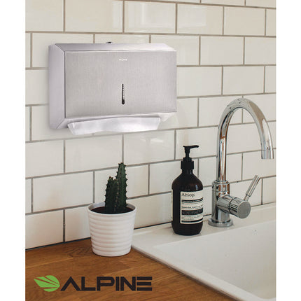 Horizontal C-Fold/Multi-Fold Paper Towel Dispenser, 7.08 x 3.93 x 10.82, Brushed Nickel