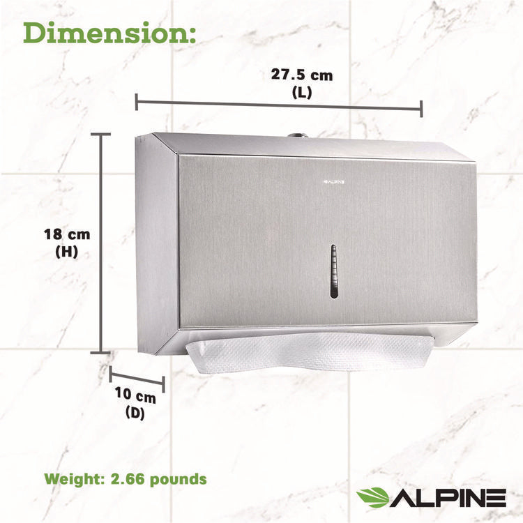 Horizontal C-Fold/Multi-Fold Paper Towel Dispenser, 7.08 x 3.93 x 10.82, Brushed Nickel
