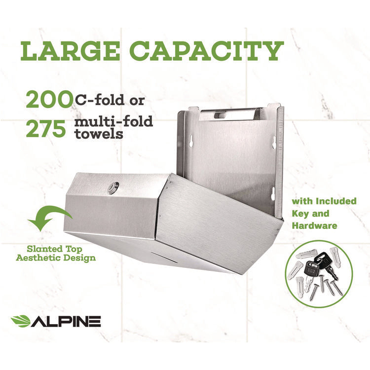 Horizontal C-Fold/Multi-Fold Paper Towel Dispenser, 7.08 x 3.93 x 10.82, Brushed Nickel