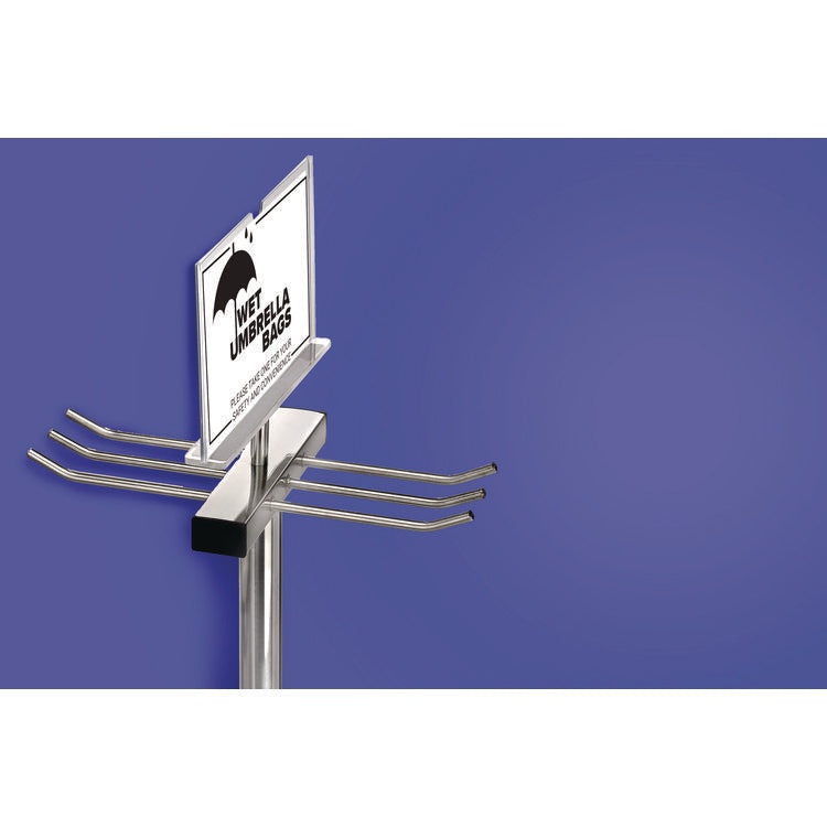 Wet Umbrella Bag Wrapper Stand with 100 Long Bags, Stainless Steel, 12 x 12 x 48, Silver