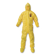 A70 Chemical Spray Protection Coveralls, Elastic Wrists, Ankles, Hood and Boots, Large, Yellow, 12/Carton