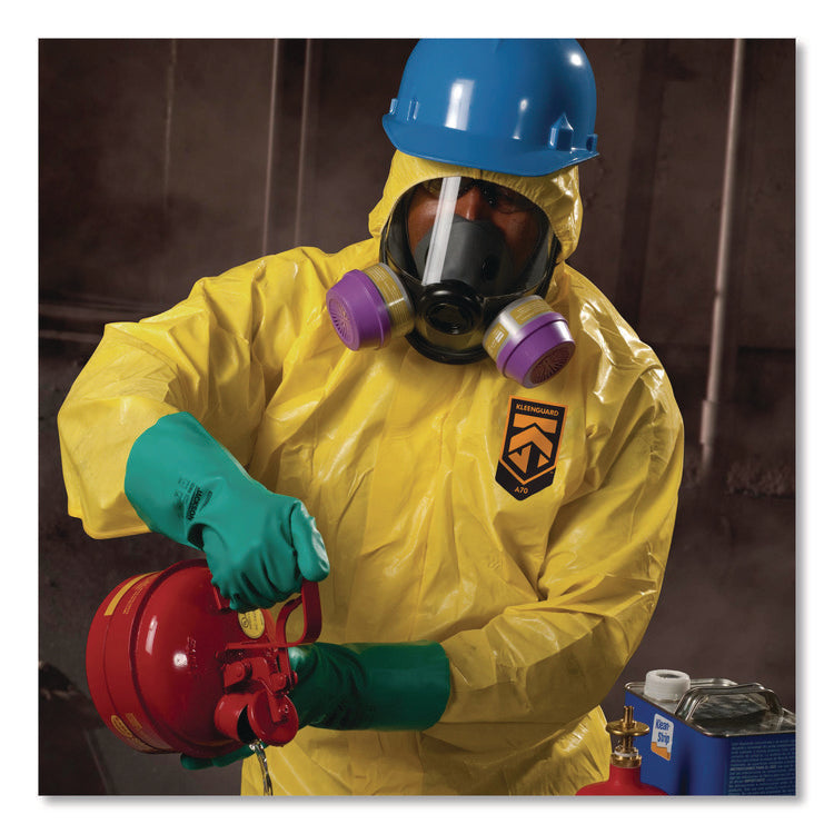 A70 Chemical Spray Protection Coveralls, Elastic Wrists, Ankles, Hood and Boots, Large, Yellow, 12/Carton
