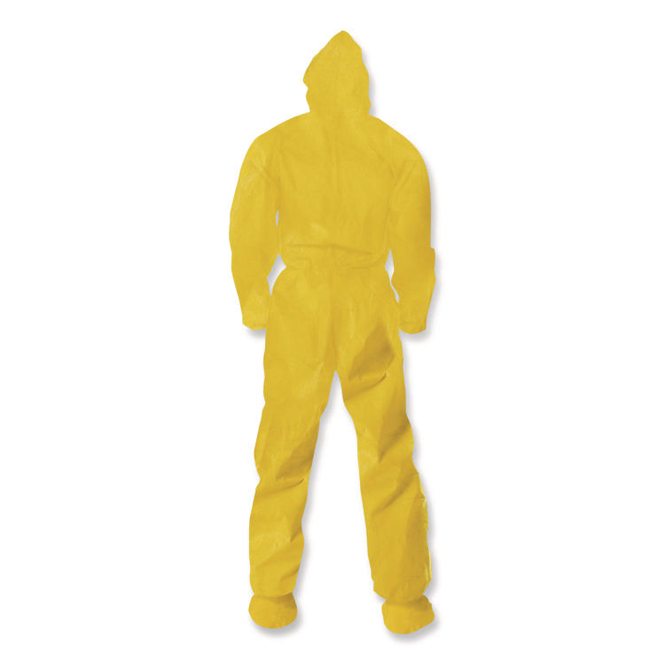 A70 Chemical Spray Protection Coveralls, Elastic Wrists, Ankles, Hood and Boots, 2X-Large, Yellow, 12/Carton
