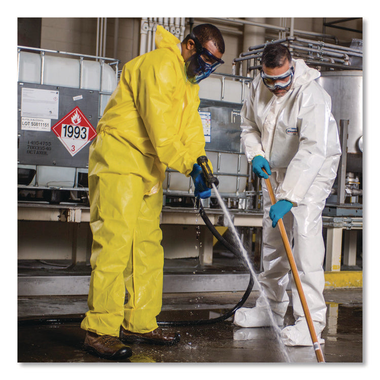 A70 Chemical Spray Protection Coveralls, Elastic Wrists, Ankles, Hood and Boots, 2X-Large, Yellow, 12/Carton