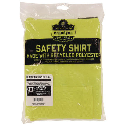 GloWear 8289-ECO Class 2 Recycled Hi-Vis T-Shirt, X-Small, Lime