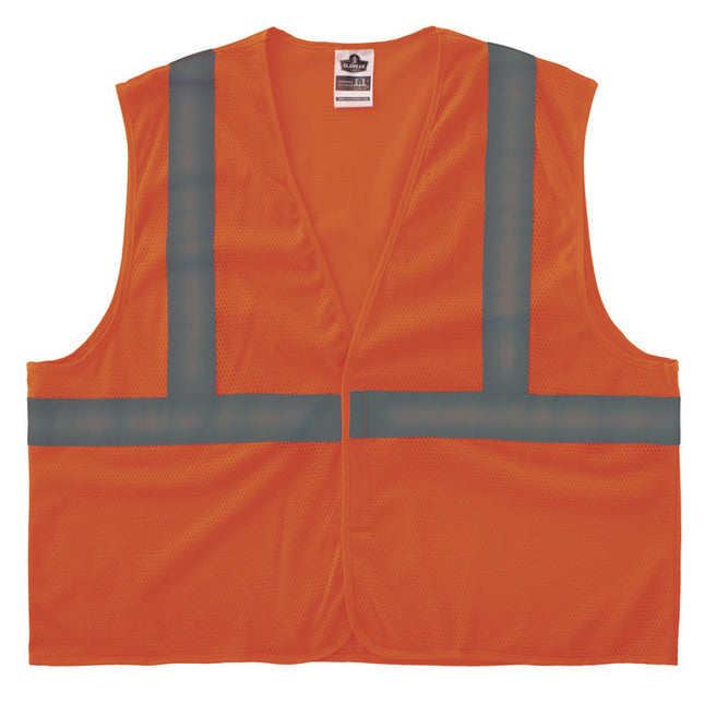 GloWear 8205HL-ECO Class 2 Recycled Hi-Vis Vest, Mesh, Polyester, Large/X-Large, Orange