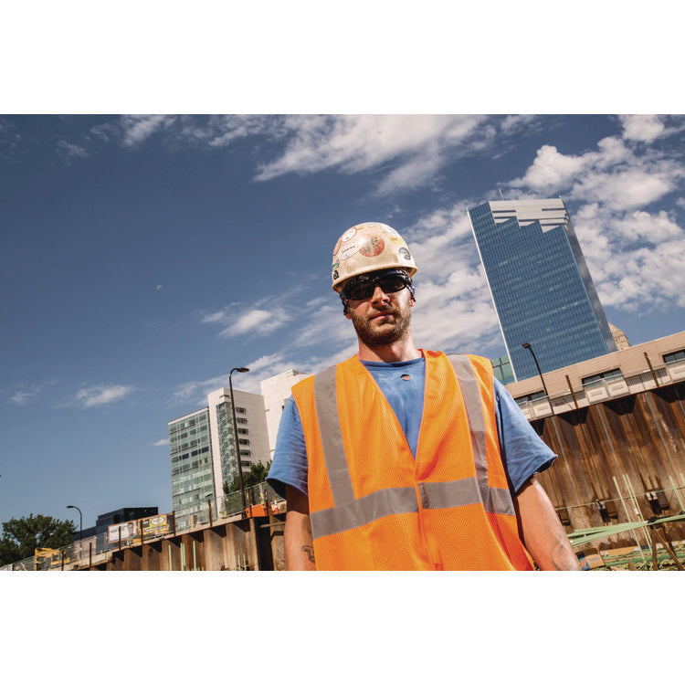 GloWear 8205HL-ECO Class 2 Recycled Hi-Vis Vest, Mesh, Polyester, 4X-Large/5X-Large, Orange