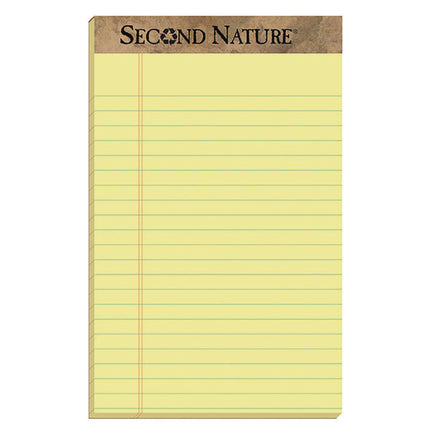 Second Nature Recycled Ruled Pads, Narrow Rule, 50 Canary-Yellow 5 X 8 Sheets, Dozen