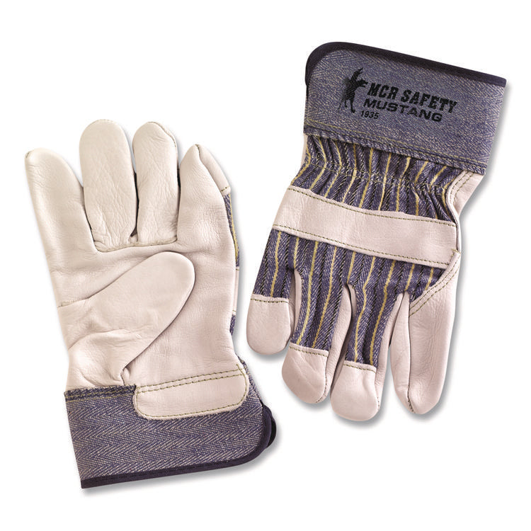 Mustang Leather Palm Gloves, Blue/cream, X-Large, Dozen