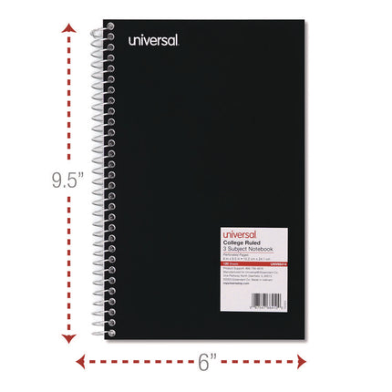 Wirebound Notebook, 3-Subject, Medium/College Rule, Assorted Cover Colors, (120) 9.5 x 6 Sheets, 4/Pack