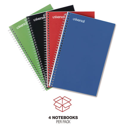 Wirebound Notebook, 3-Subject, Medium/College Rule, Assorted Cover Colors, (120) 9.5 x 6 Sheets, 4/Pack