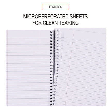 Wirebound Notebook, 3-Subject, Medium/College Rule, Assorted Cover Colors, (120) 9.5 x 6 Sheets, 4/Pack