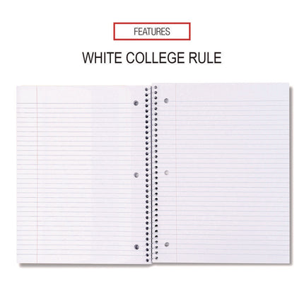 Wirebound Notebook, 1-Subject, Medium/College Rule, Black Cover, (70) 10.5 x 8 Sheets
