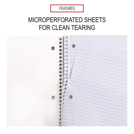 Wirebound Notebook, 1-Subject, Medium/College Rule, Black Cover, (70) 10.5 x 8 Sheets