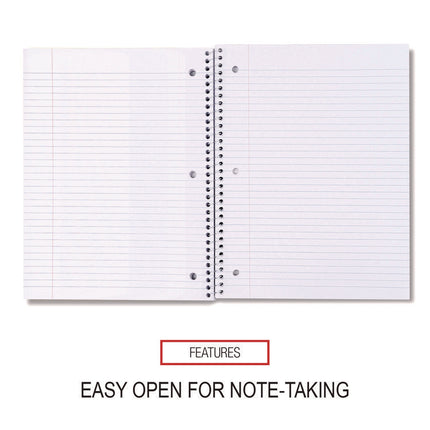 Wirebound Notebook, 1-Subject, Medium/College Rule, Black Cover, (70) 10.5 x 8 Sheets
