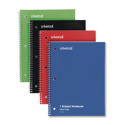 Wirebound Notebook, 1-Subject, Wide/Legal Rule, Assorted Cover Colors, (70) 10.5 x 8 Sheets, 4/Pack