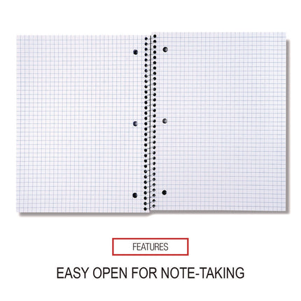 Wirebound Notebook, 1-Subject, Quadrille Rule (4 sq/in), Black Cover, (70) 10.5 x 8 Sheets