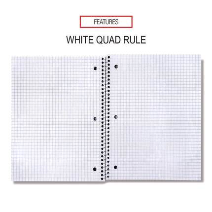 Wirebound Notebook, 1-Subject, Quadrille Rule (4 sq/in), Assorted Cover Colors, (70) 10.5 x 8 Sheets, 4/Pack