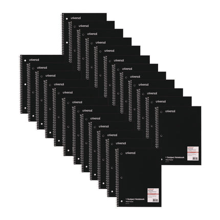 Wirebound Notebook, 1-Subject, Wide/Legal Rule, Black Cover, (70) 10.5 x 8 Sheets