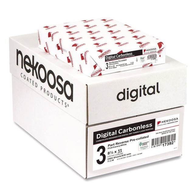Fast Pack Carbonless 3-Part Paper, 8.5 X 11, Pink/canary/white, 500 Sheets/ream, 5 Reams/carton