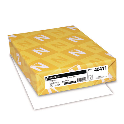 EXACT INDEX CARD STOCK, 94 BRIGHT, 110 LB INDEX WEIGHT, 8.5 X 11, WHITE, 250/PACK