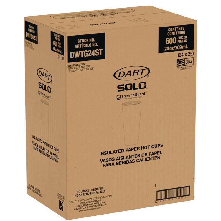 Thermoguard Insulated Paper Hot Cups, 24 oz, White Sustainable Forest Design, 600/Carton