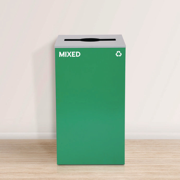 29 Gallon Trash/Recycling Cans, Steel, Green Mixed Recycling Can with Mixed Lid