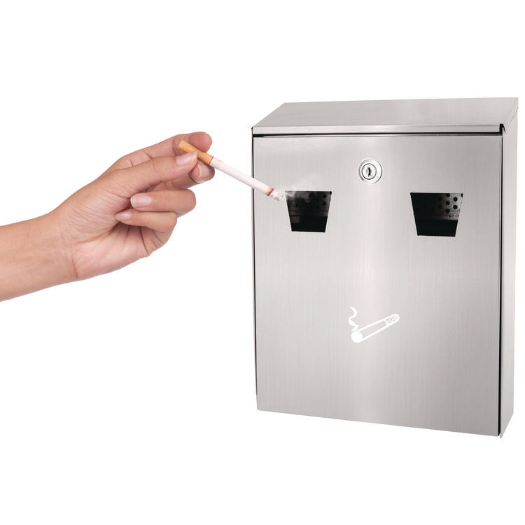 Wall-Mounted Safe Cigarette Disposal Station Outdoor Ashtray, Stainless Steel