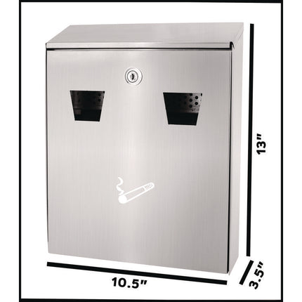 Wall-Mounted Safe Cigarette Disposal Station Outdoor Ashtray, Stainless Steel