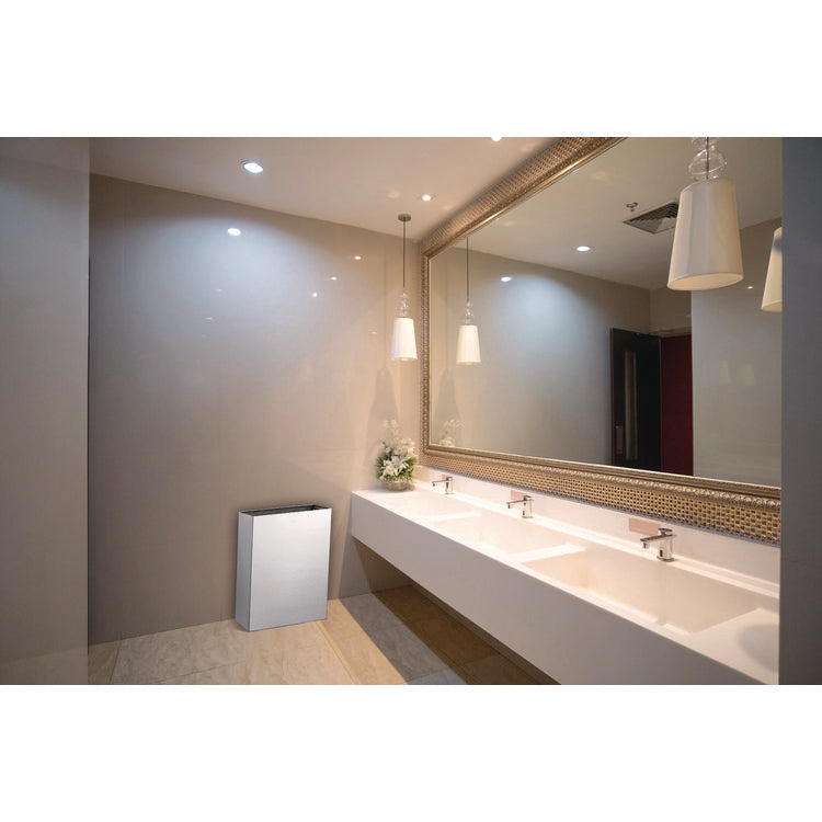 Stainless Steel Surface-Mounted Waste Receptacle, 6.4 gal, Brushed Stainless Steel