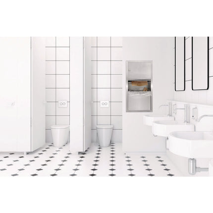 Stainless Steel Surface-Mounted Paper Towel Dispenser with Waste Receptacle, 28 x 4 x 14