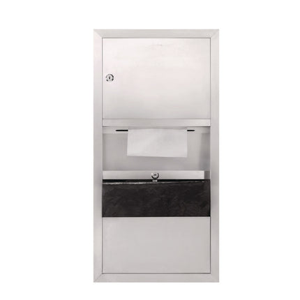 Stainless Steel Surface-Mounted Paper Towel Dispenser with Waste Receptacle, 28 x 4 x 14