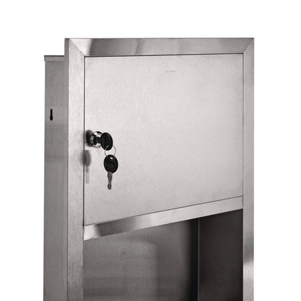 Recessed Commercial Paper Towel Dispenser with 2 Gal Waste Receptacle, 28 x 4.3 x 14, Stainless Steel
