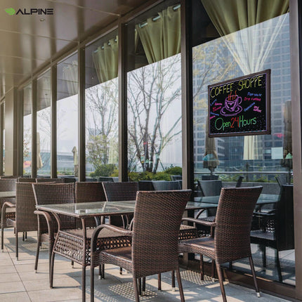 LED Illuminated Hanging Message Writing Board, Black 26" x 18" Surface, Black 27.6" x 19.7" Frame