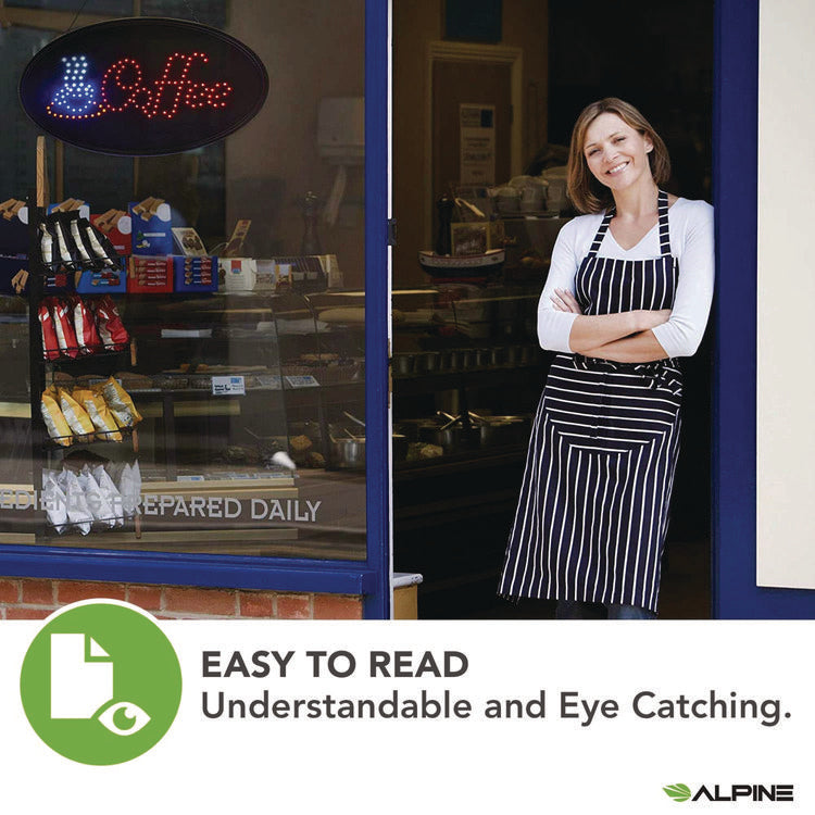 LED Oval Coffee Sign, 23 x 14, Black Frame, Blue/Red Graphics