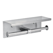 Double Post Toilet Paper Holder with Shelf Storage Rack, 3.87 x 10.5 x 3.95, Brushed Stainless Steel